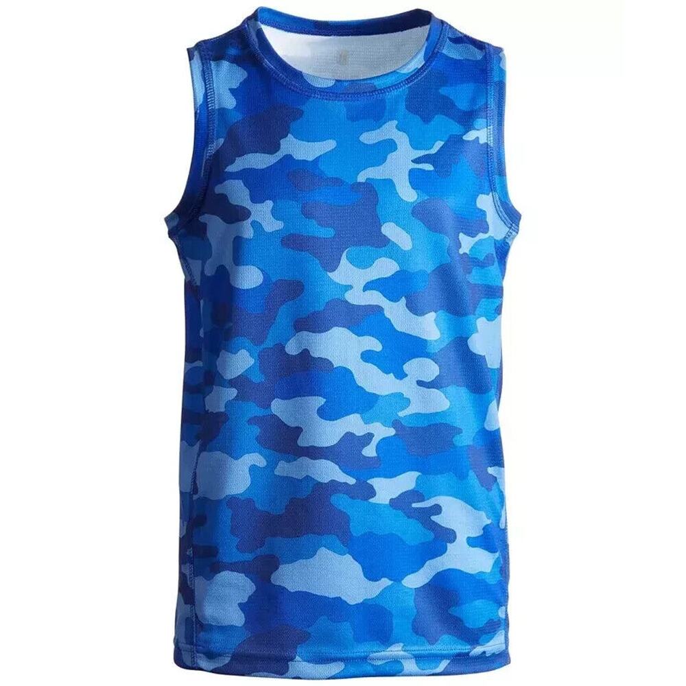 ID IDEOLOGY Big Boys Cassandra Camo Tank Deep Cobalt Size 7